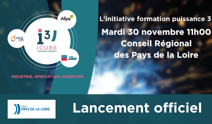 Infographie sur le lancement d'iCube, évènement organisée à l'Hémicycle de la région Pays de la Loire le 30 novembre à 11h